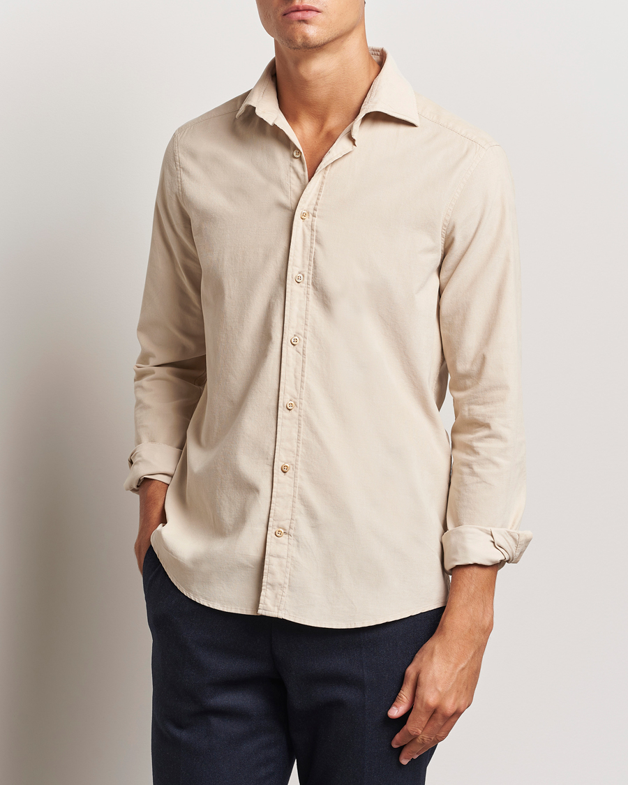 Homme |  | Stenströms | Slimline Cut Away Cord Shirt Beige