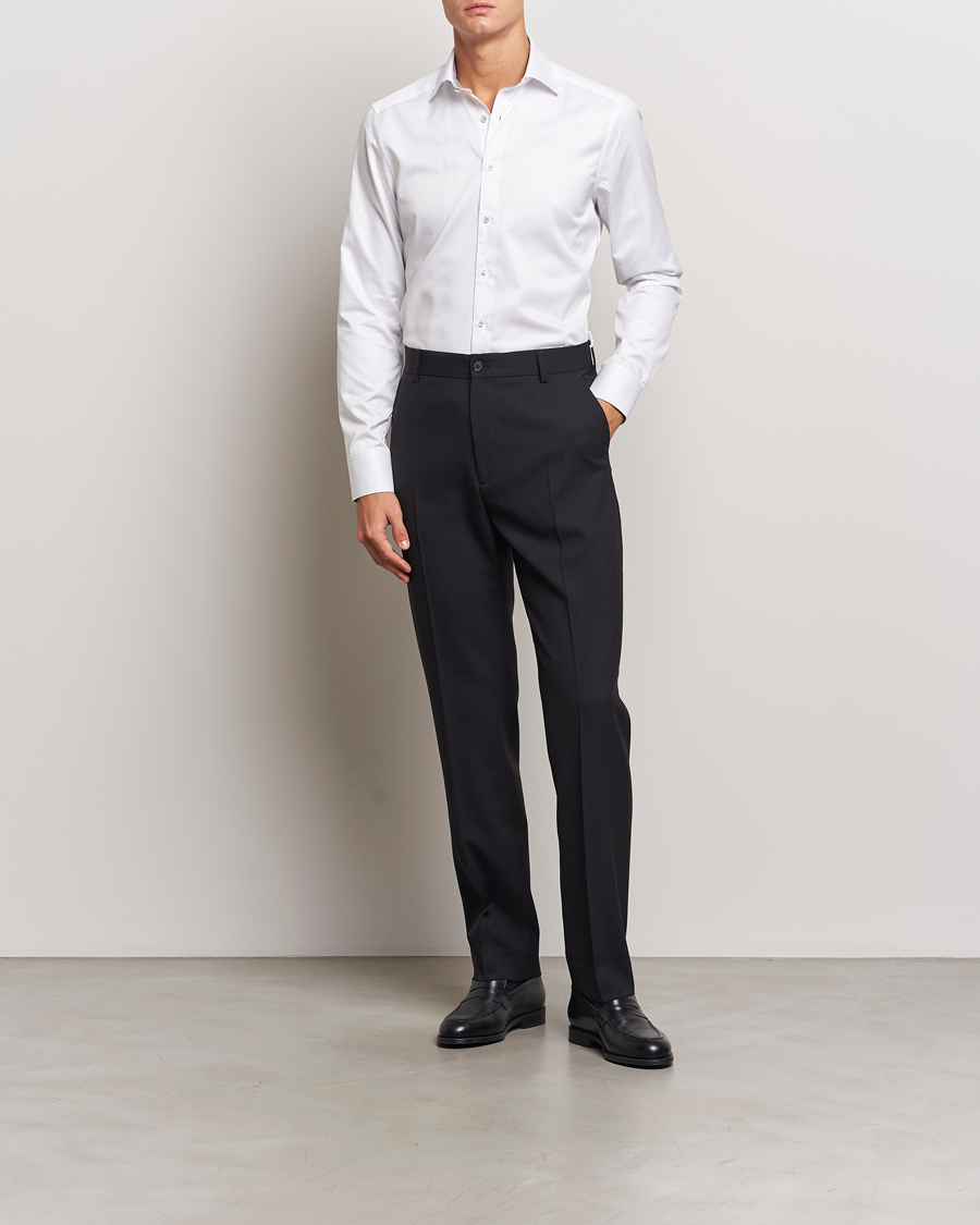 Homme |  | Stenströms | Slimline Contrast Cut Away Shirt White/Grey