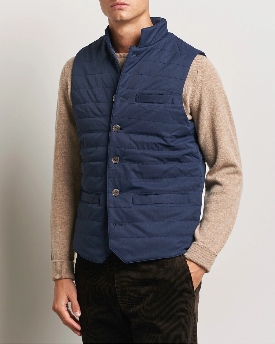 Homme |  | Stenströms | Dressed Mid Layer Twill Gilet Navy