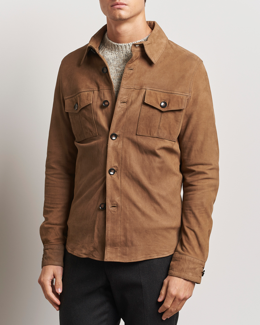 Homme |  | Stenströms | Lamb Suede Overshirt Brown