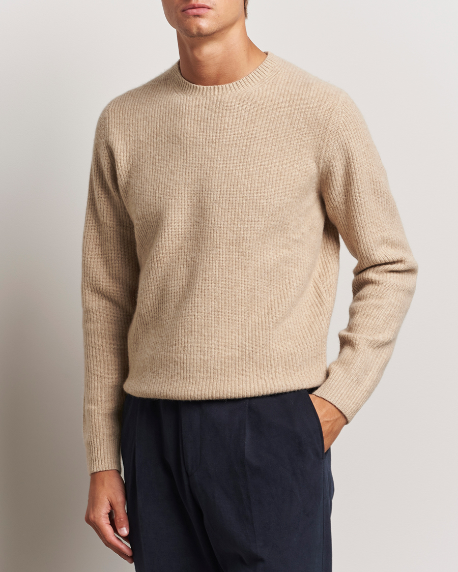 Homme |  | Stenströms | Knitted Ribbed  Yak/Merino Sweater Beige