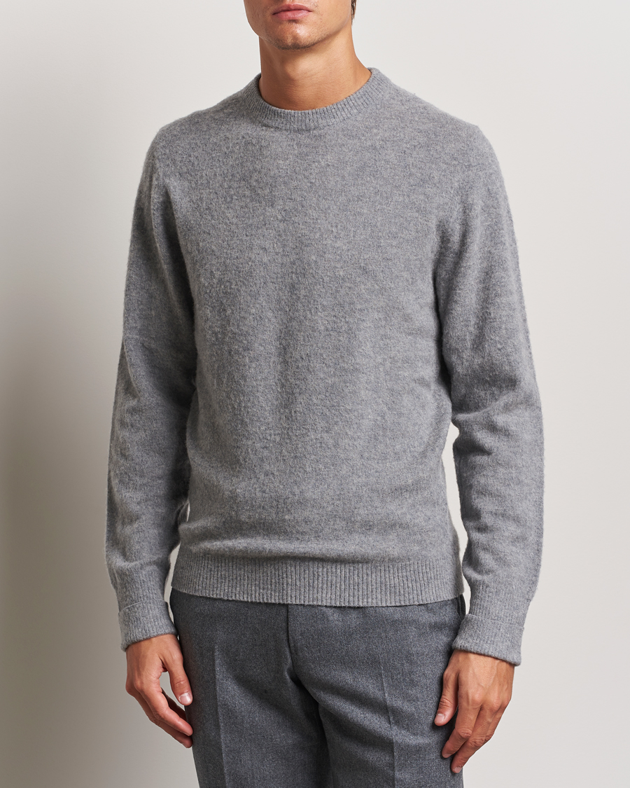 Homme |  | Stenströms | Brushed Merino Crew Neck Grey