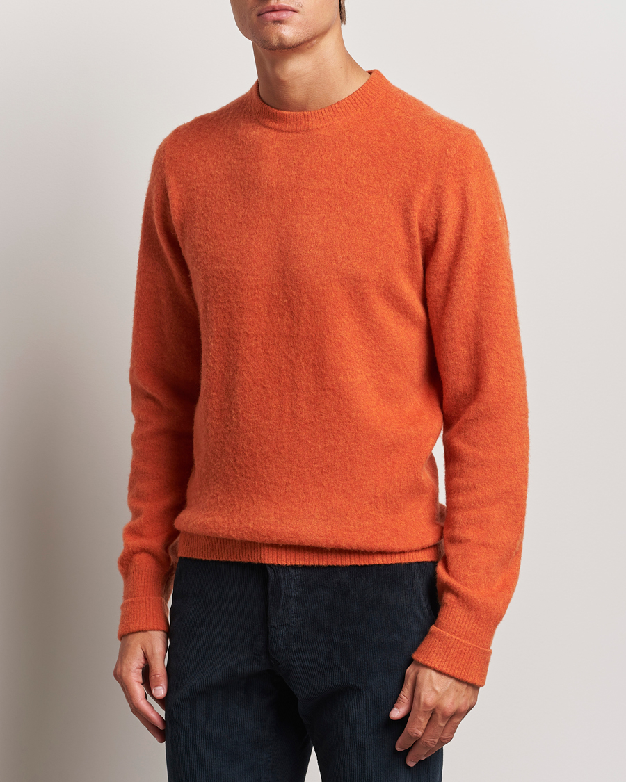 Homme |  | Stenströms | Brushed Merino Crew Neck Orange