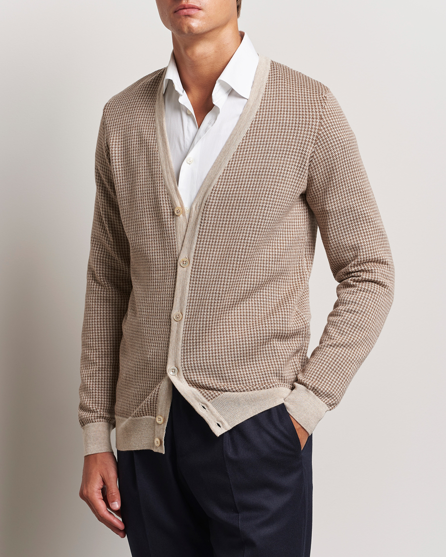 Homme |  | Stenströms | Pepita Merino Wool Cardigan Brown