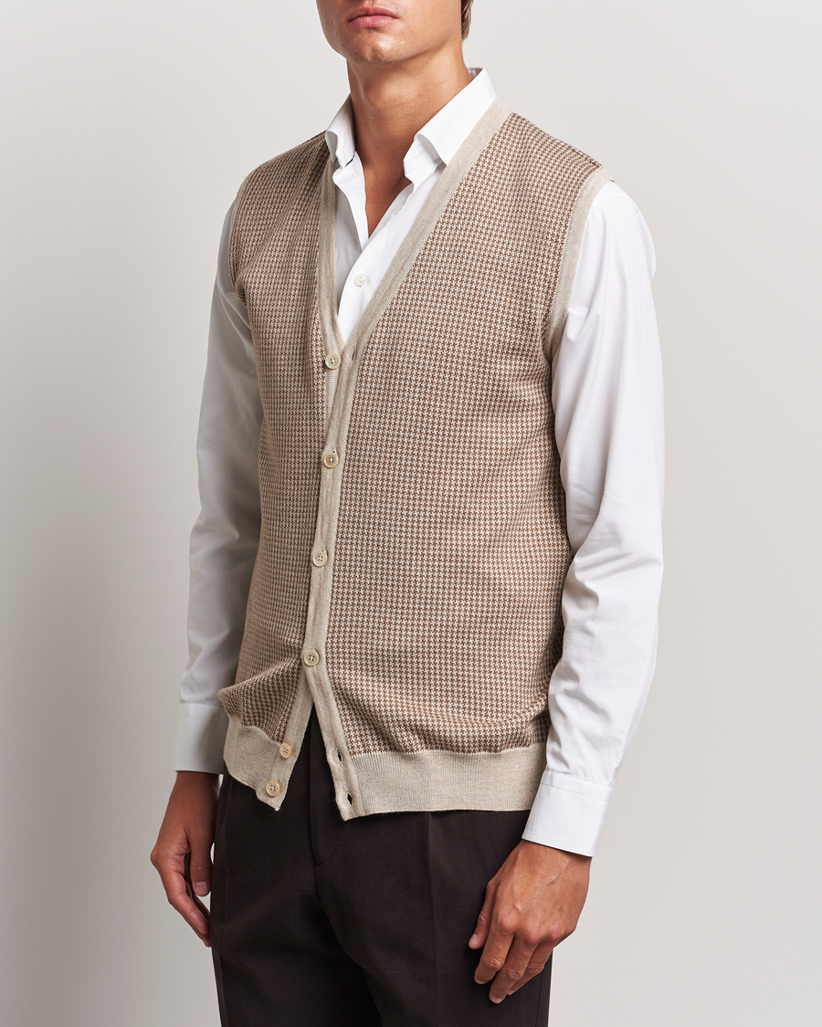 Homme |  | Stenströms | Pepita Merino Wool Vest Brown