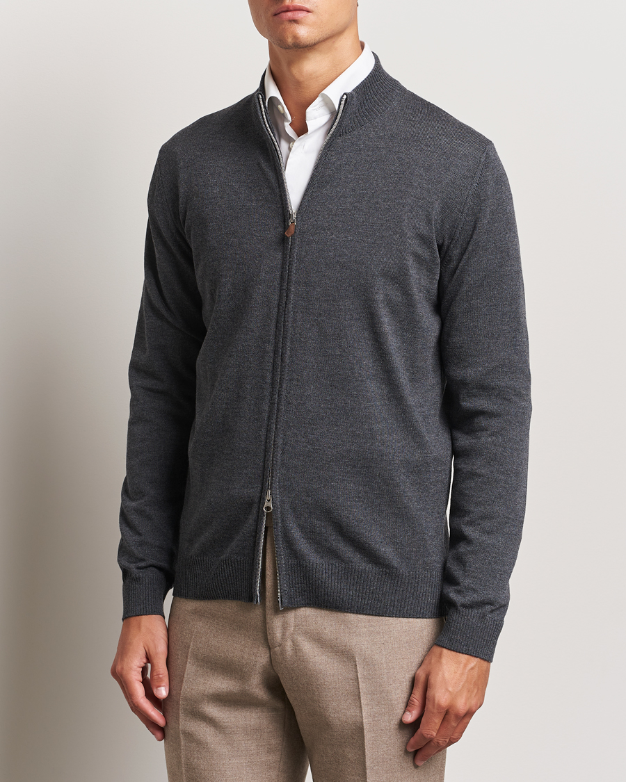 Homme |  | Stenströms | Merino Full Zip Dark Grey