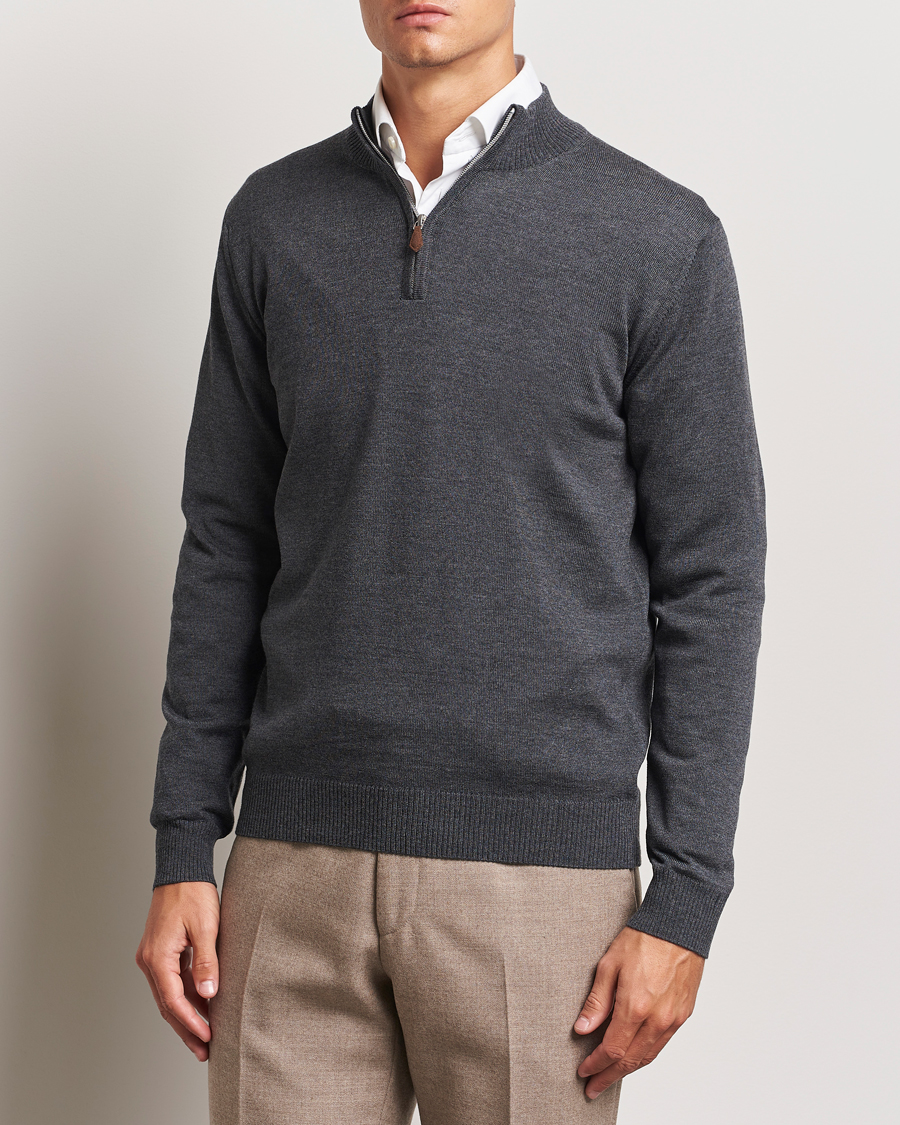 Homme |  | Stenströms | Merino Half Zip Dark Grey