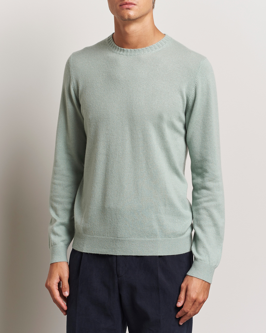 Homme | Pulls En Cachemire | Stenströms | Cashmere Crewneck Light Green