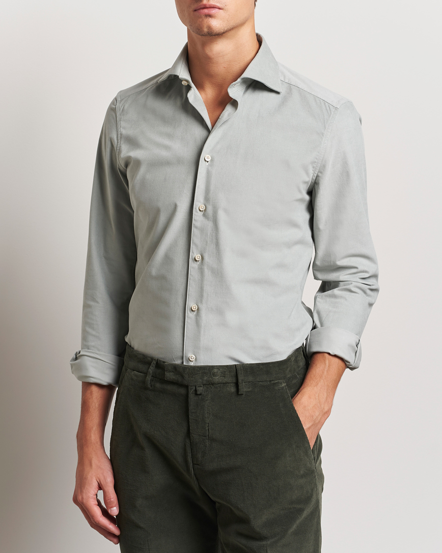 Homme |  | Stenströms | 1899 Velvet Baby Corduroy Shirt Soft Green