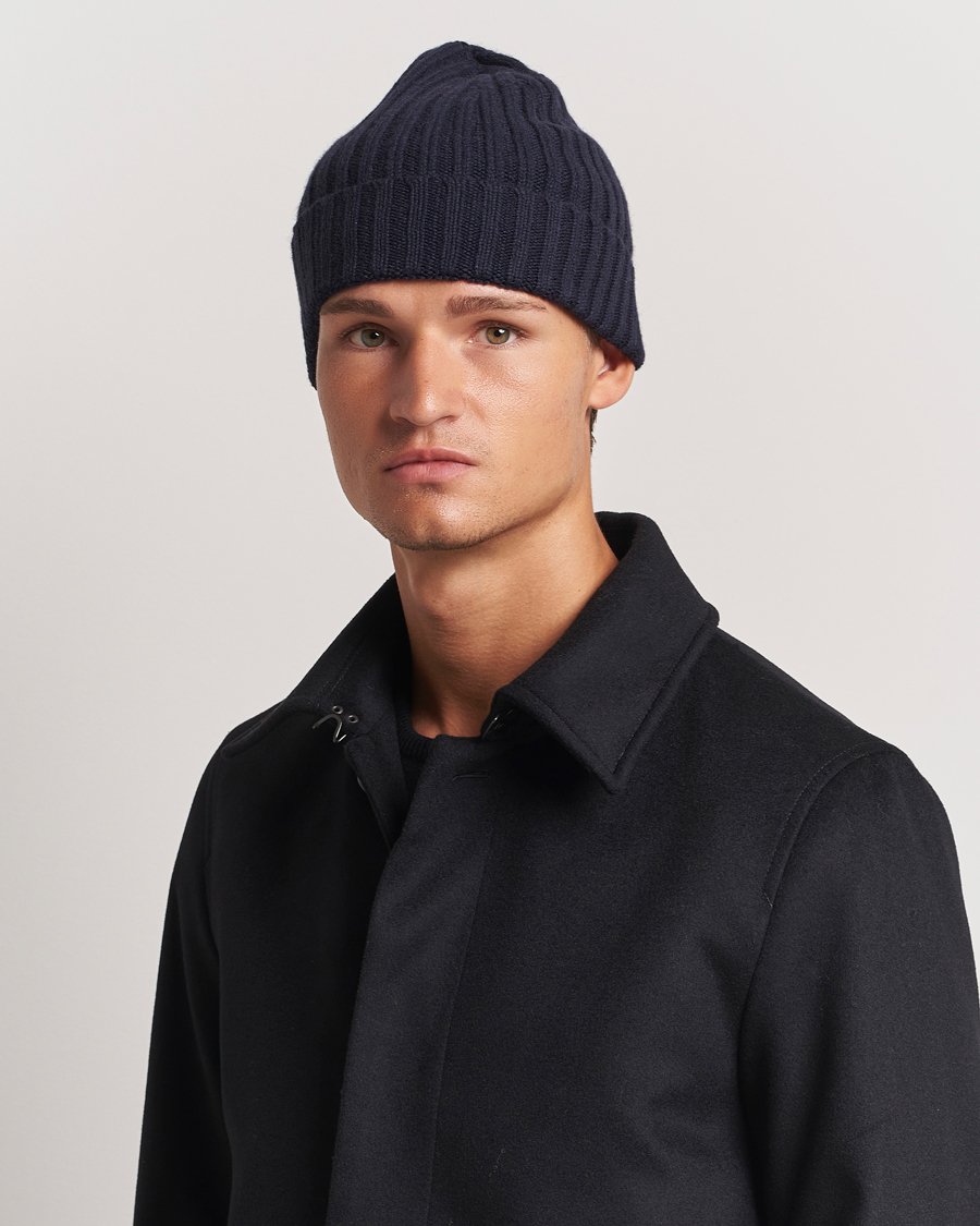 Homme |  | Stenströms | Ribbed Cotton/Cashmere Hat Navy