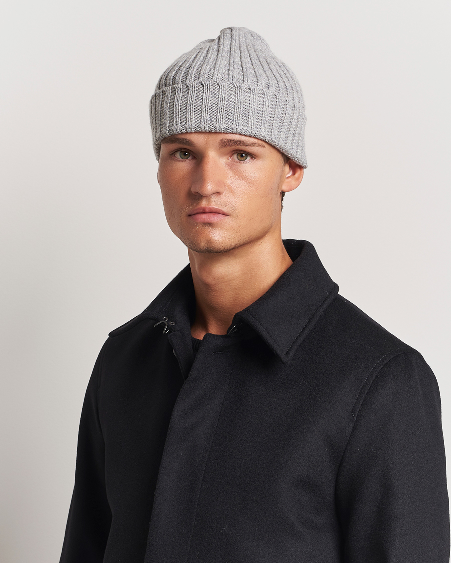 Homme | Bonnets | Stenströms | Ribbed Cotton/Cashmere Hat Grey