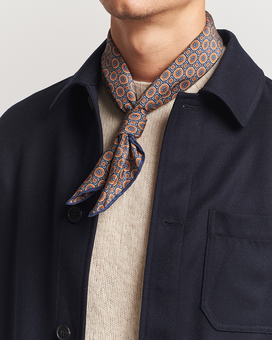 Homme |  | Stenströms | Silk Printed Scarf Navy