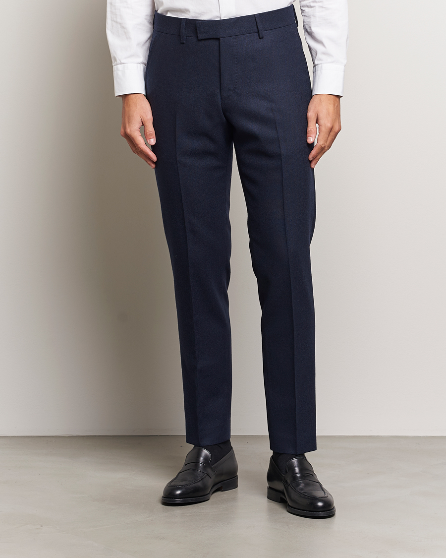 Homme | Nouveautés | Tiger of Sweden | Tenuta Brushed Wool Trousers Sea Blue