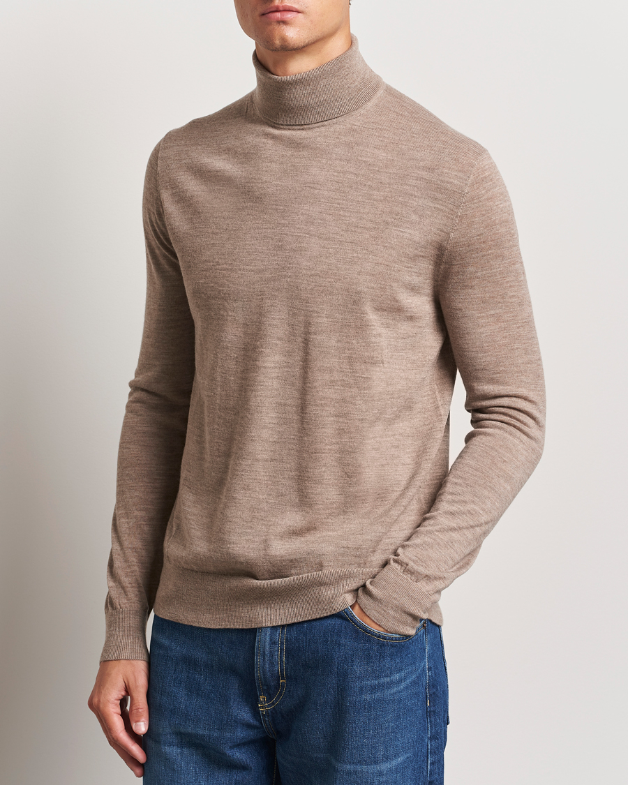 Homme |  | Tiger of Sweden | Nevile Extra Fine Merino Polo Beige Melange