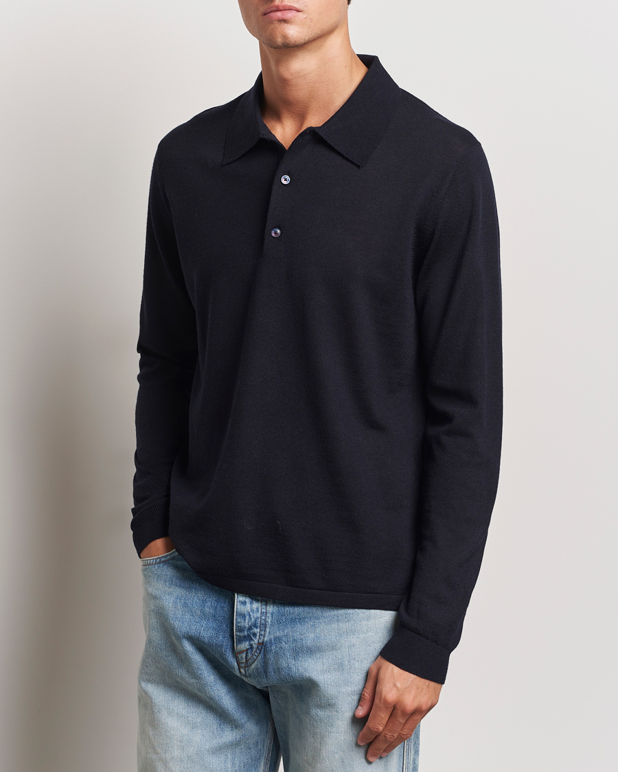 Homme |  | Tiger of Sweden | Eross Extra Fine Merino Poloshirt Light Ink