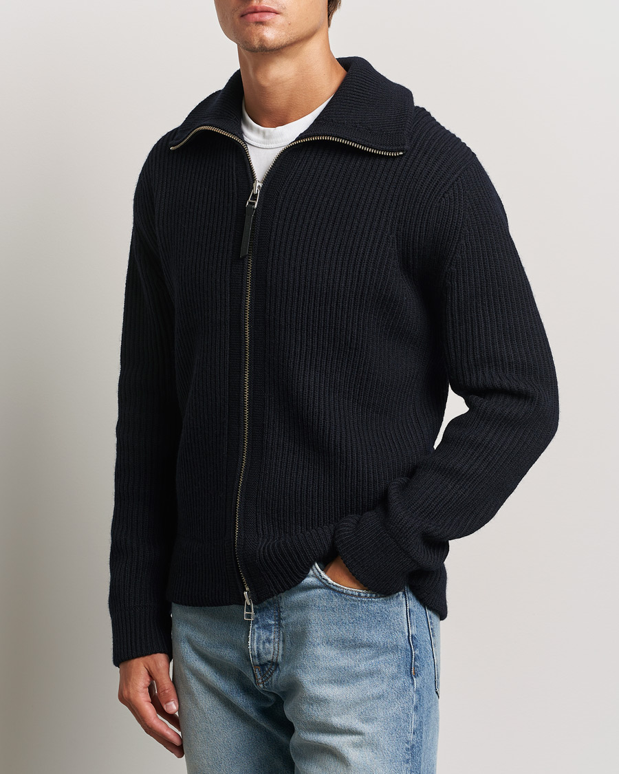 Homme |  | Tiger of Sweden | Niall Heavy Knitted Full Zip Light Ink