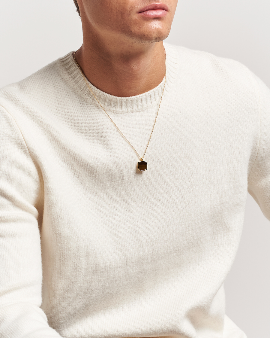 Homme |  | Tom Wood | Cushion Pendant Tiger Eye Gold