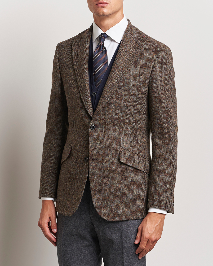 Homme | Blazers En Tweed | Walker Slater | Edward Lambswool Herringbone Blazer Brown