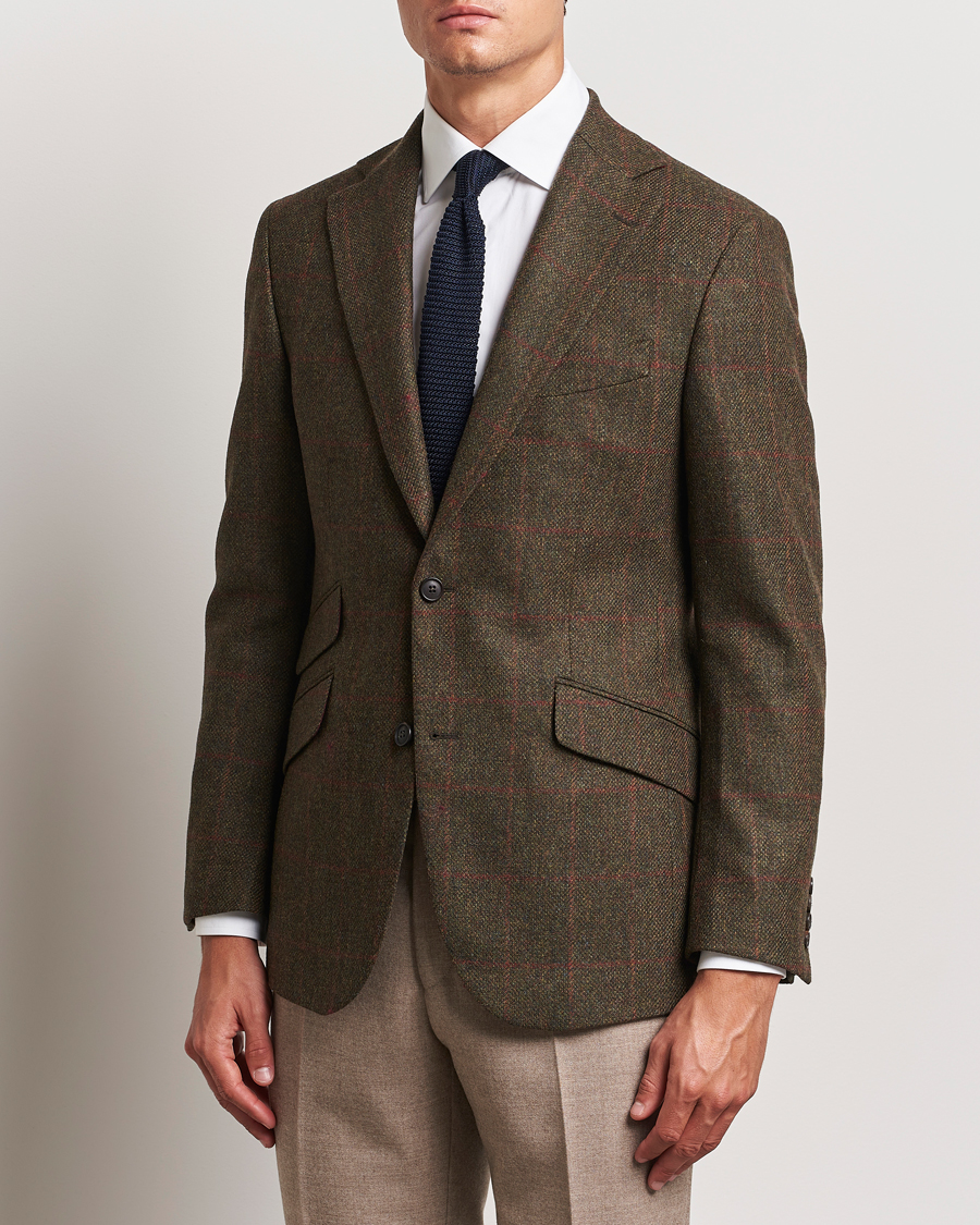 Homme |  | Walker Slater | Edward Lambswool Windowpane Blazer Green