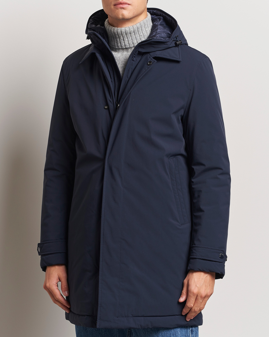 Homme |  | Woolrich | Stretch 2 in 1 Padded Waterproof Carcoat Melton Blue