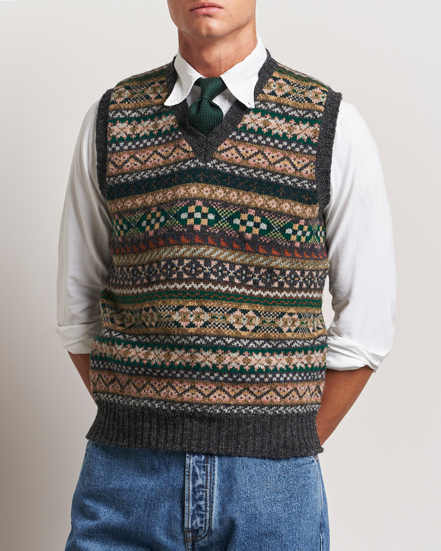 Homme |  | Drake\'s | Fairisle Wool Vest Purple Multi