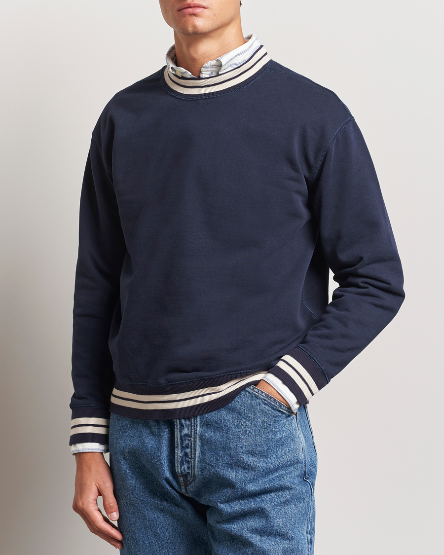 Homme |  | Drake\'s | Striped Rib Sweatshirt Navy