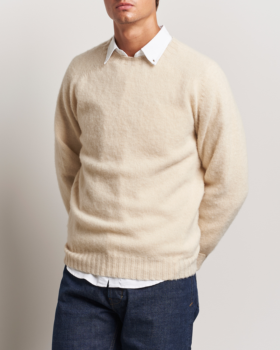 Homme |  | Drake\'s | Brushed Shetland Crew Ecru