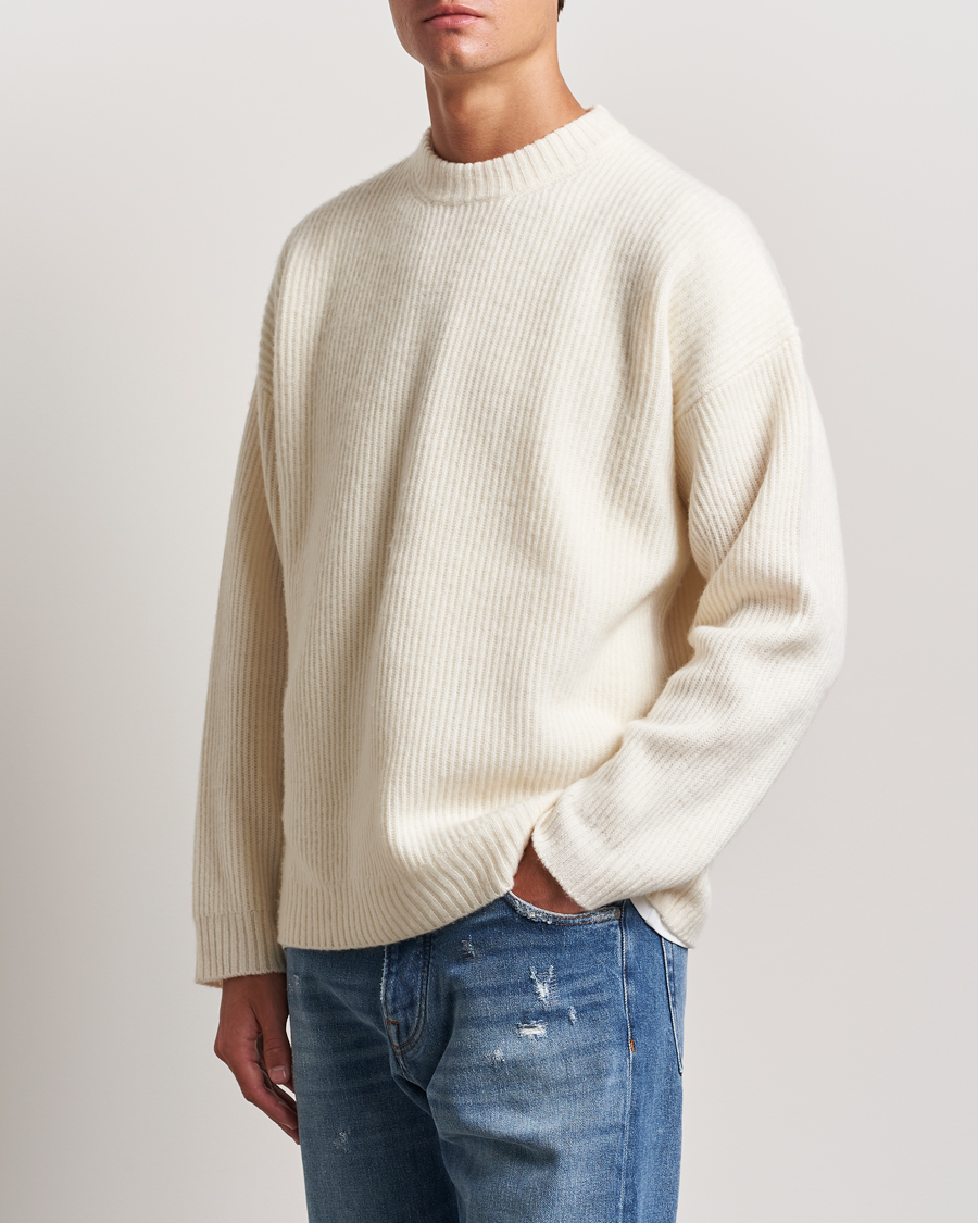 Homme |  | Golden Goose | Brushed Rib Wool Sweater Heritage White