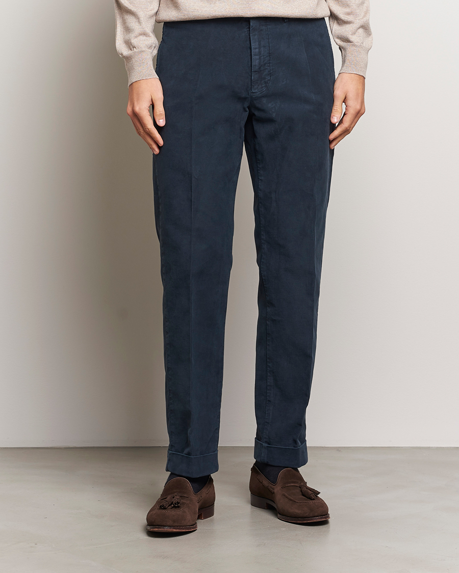 Homme |  | Incotex | Regular Fit Moleskin Slacks Navy