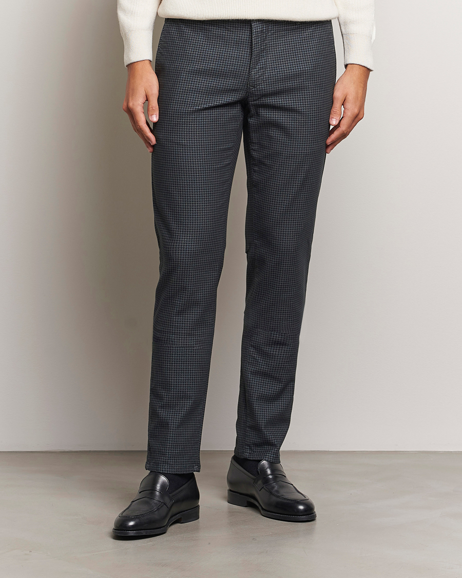 Homme |  | Incotex | Slim Fit Houndstooth Cotton Pants Dark Grey