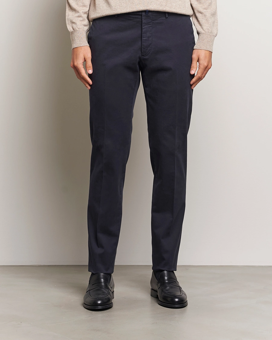 Homme |  | Incotex | Slim Fit Cotton Stretch Chinos Navy