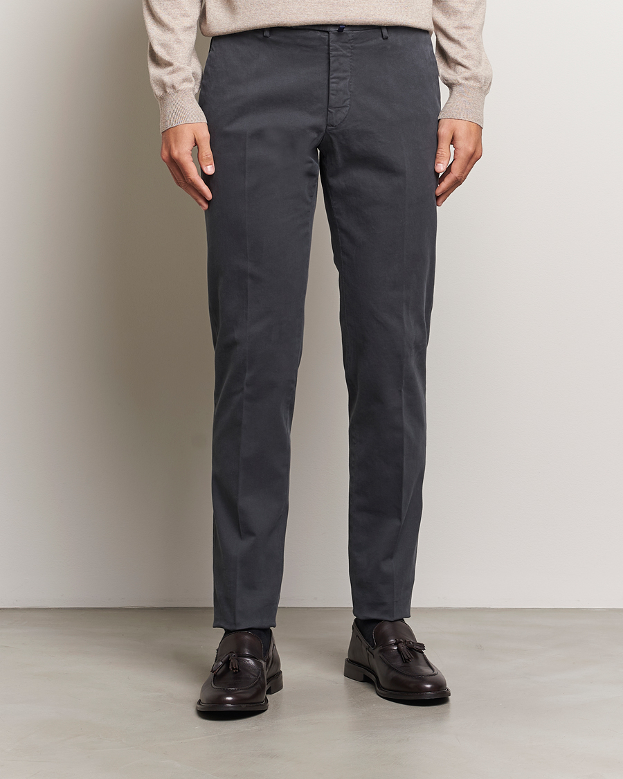 Homme |  | Incotex | Slim Fit Cotton Stretch Chinos Dark Grey