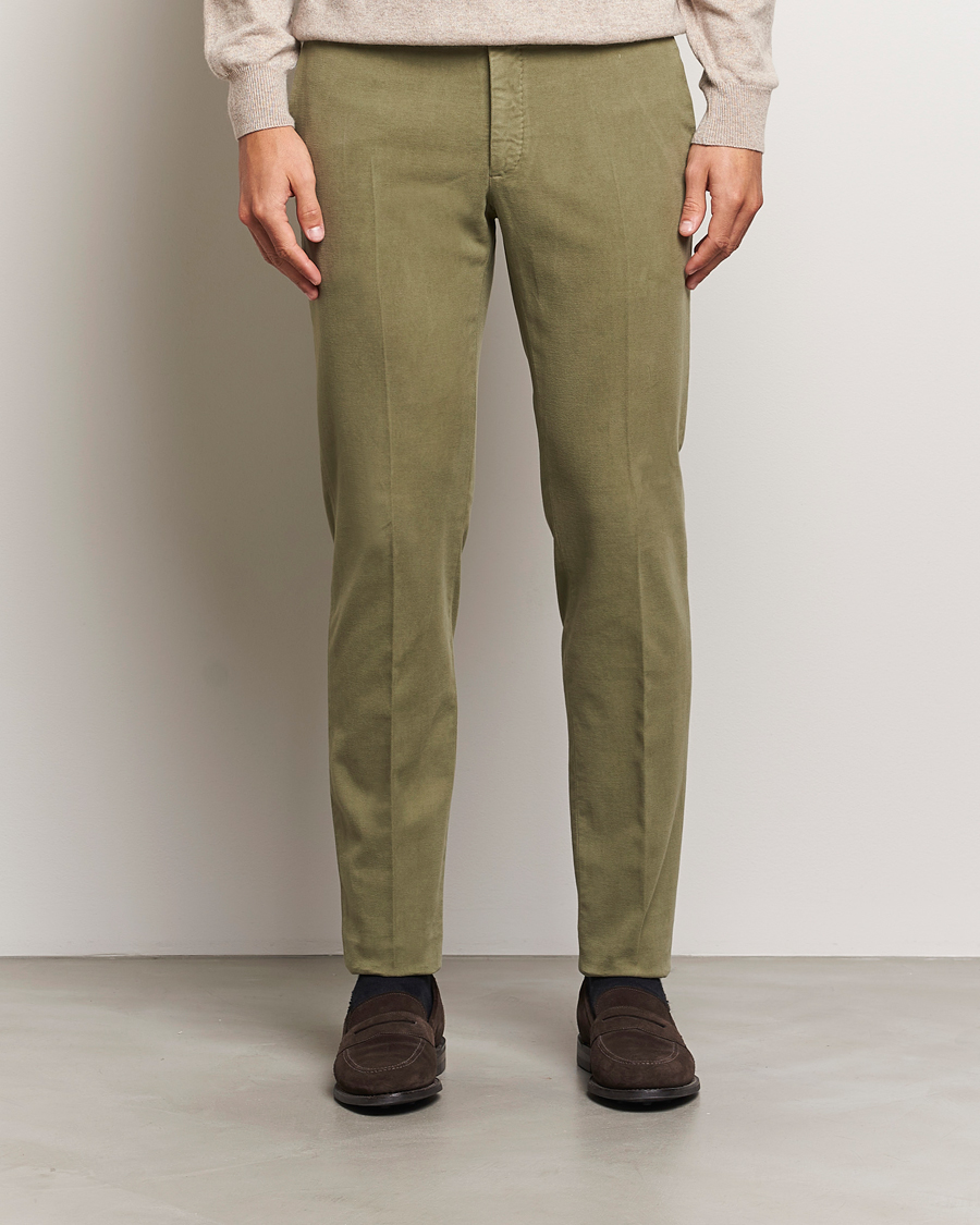 Homme |  | Incotex | Slim Fit Luxury Moleskine Trousers Sage