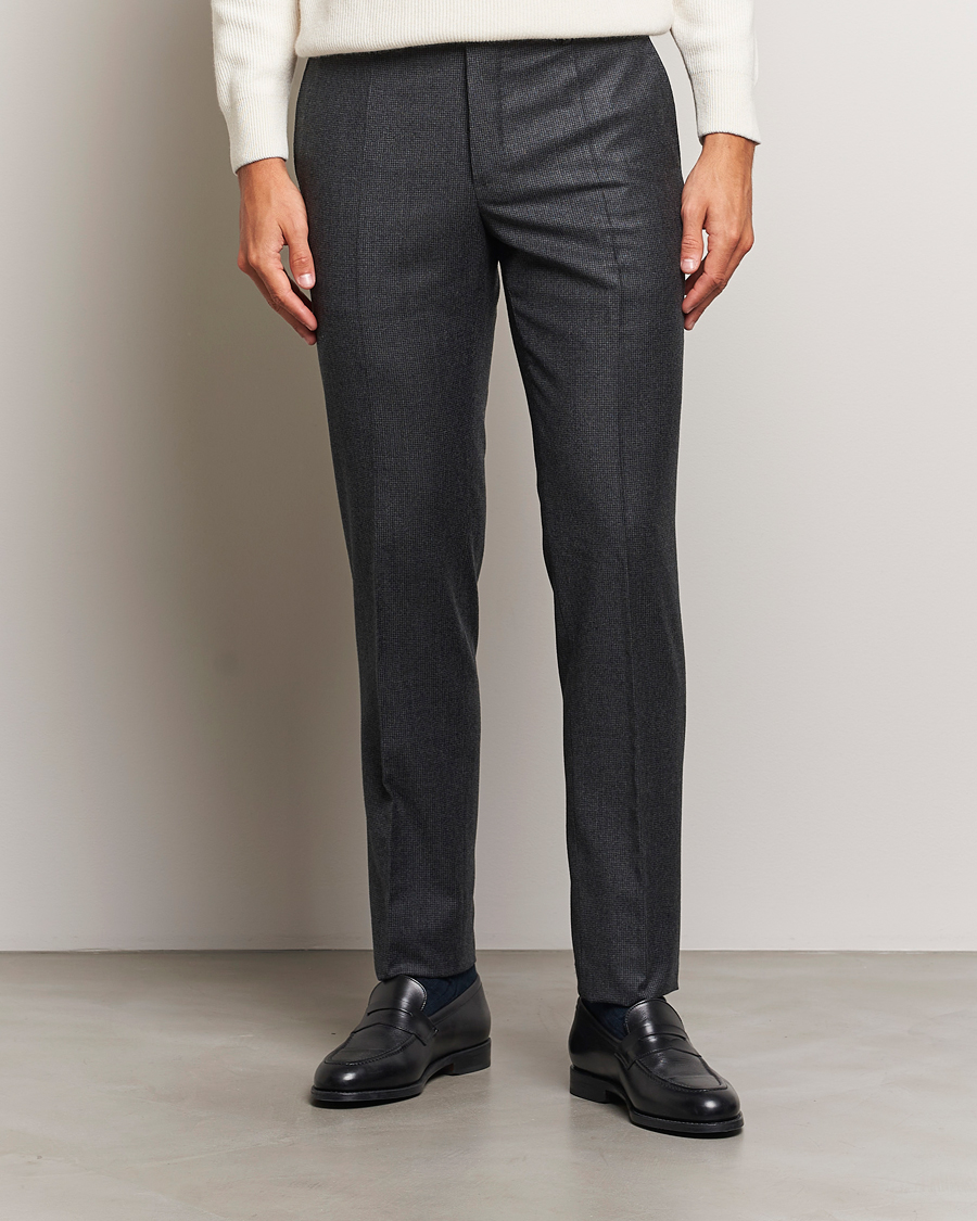 Homme |  | Incotex | Slim Fit Houndstooth Flannel Trousers Light Grey