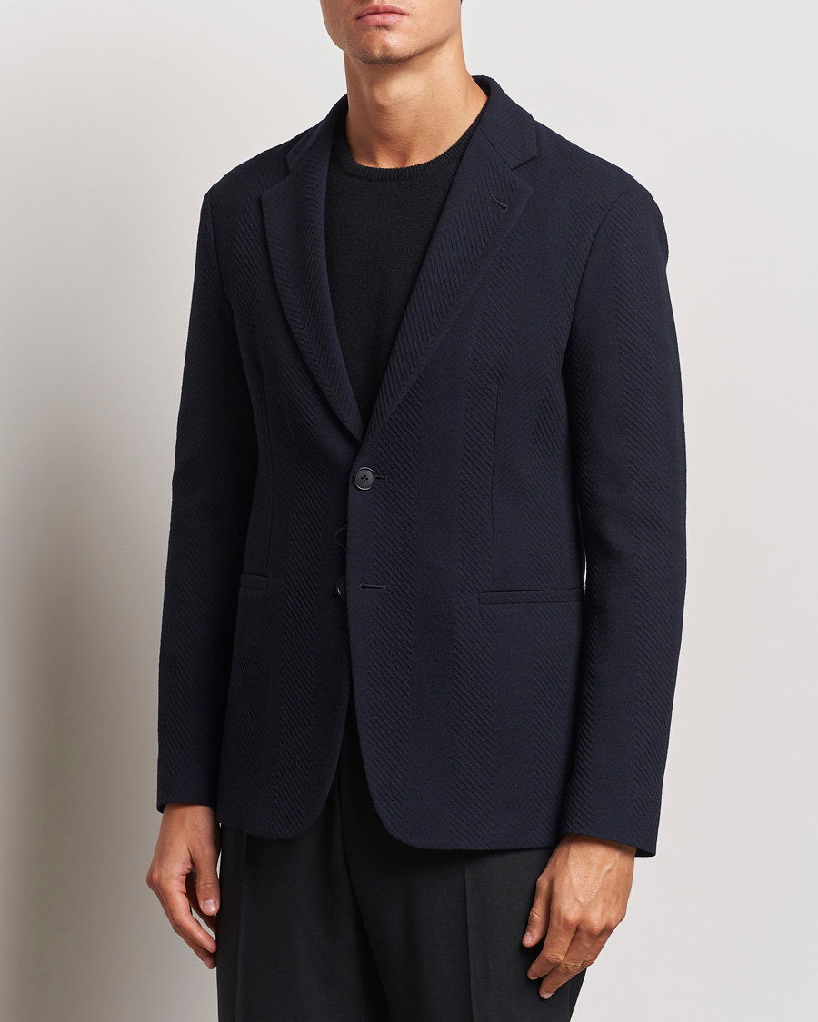 Homme |  | Giorgio Armani | Chevron Wool Stretch Blazer Navy