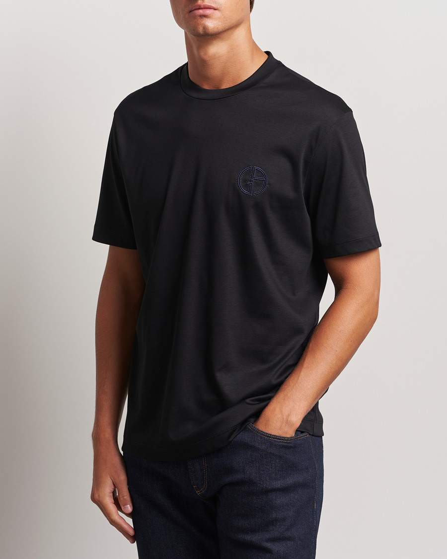 Homme | Giorgio Armani | Giorgio Armani | Embroidered Monogram T-Shirt Black