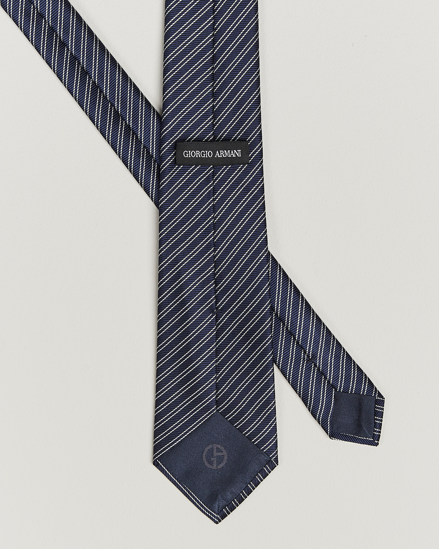 Homme |  | Giorgio Armani | Striped Silk Tie Navy