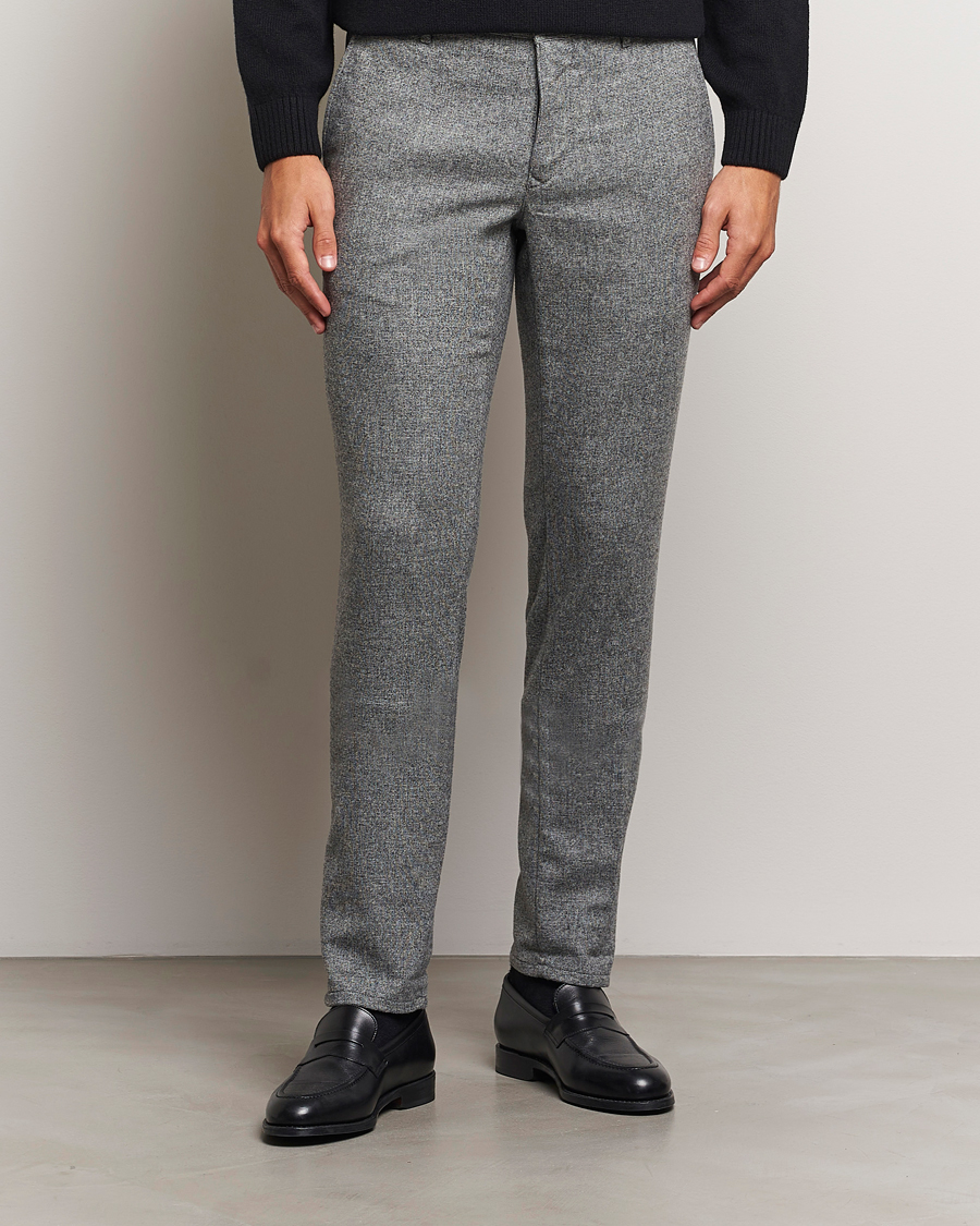 Homme |  | Incotex | Slim Fit Washed Wool Stretch Slacks Light Grey