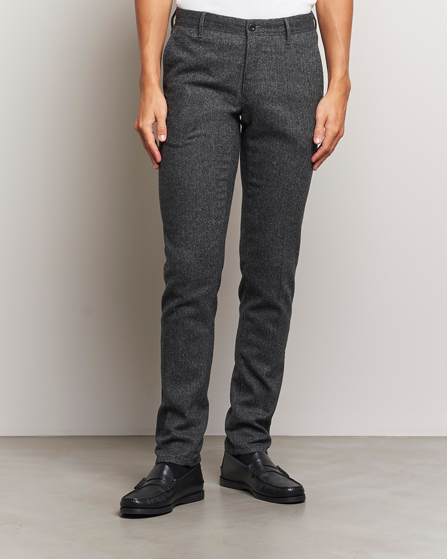 Homme |  | Incotex | Slim Fit Washed Wool Stretch Slacks Dark Grey