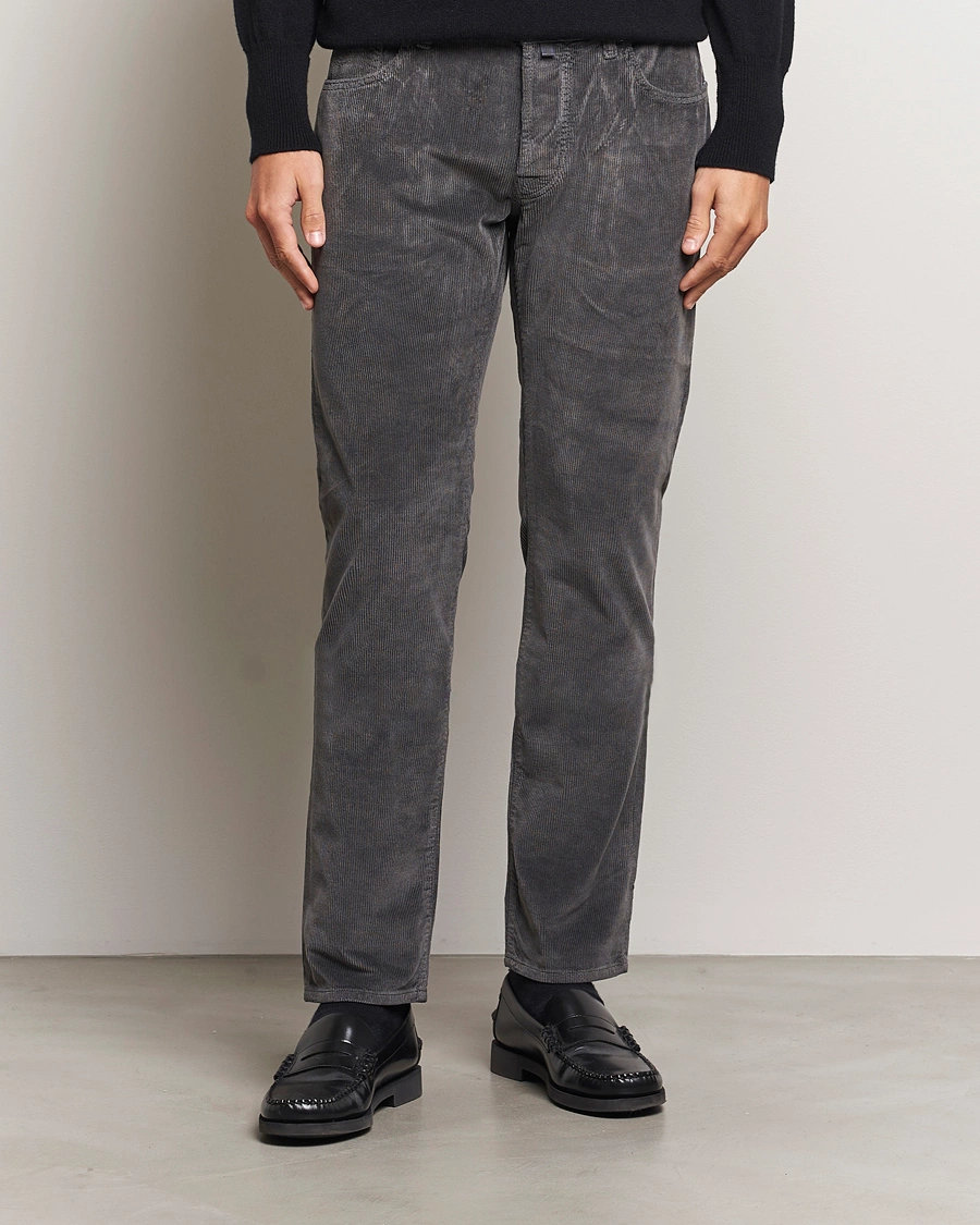 Homme |  | Jacob Cohën | Bard 5-Pocket Medium Corduroy Trousers Grey