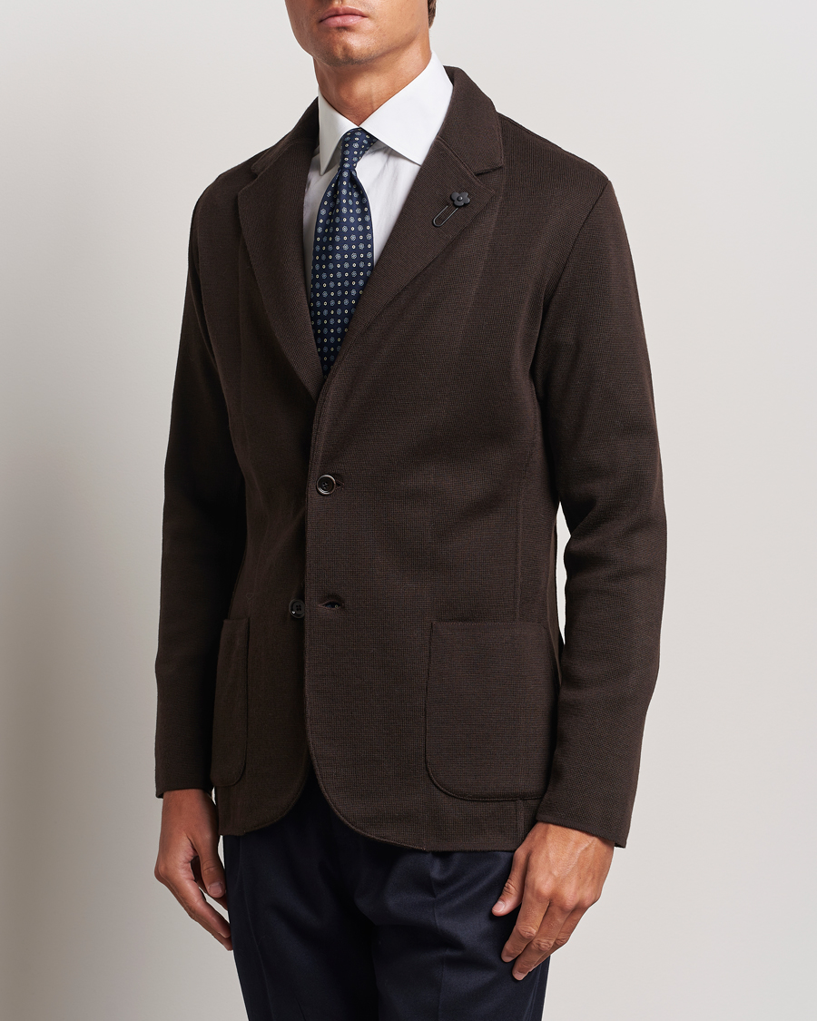 Homme | Nouveautés | Lardini | Knitted Wool Blazer Brown