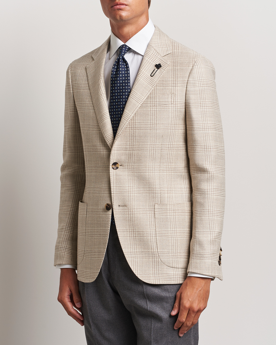 Homme |  | Lardini | Prince of Wales Wool Blazer Light Beige