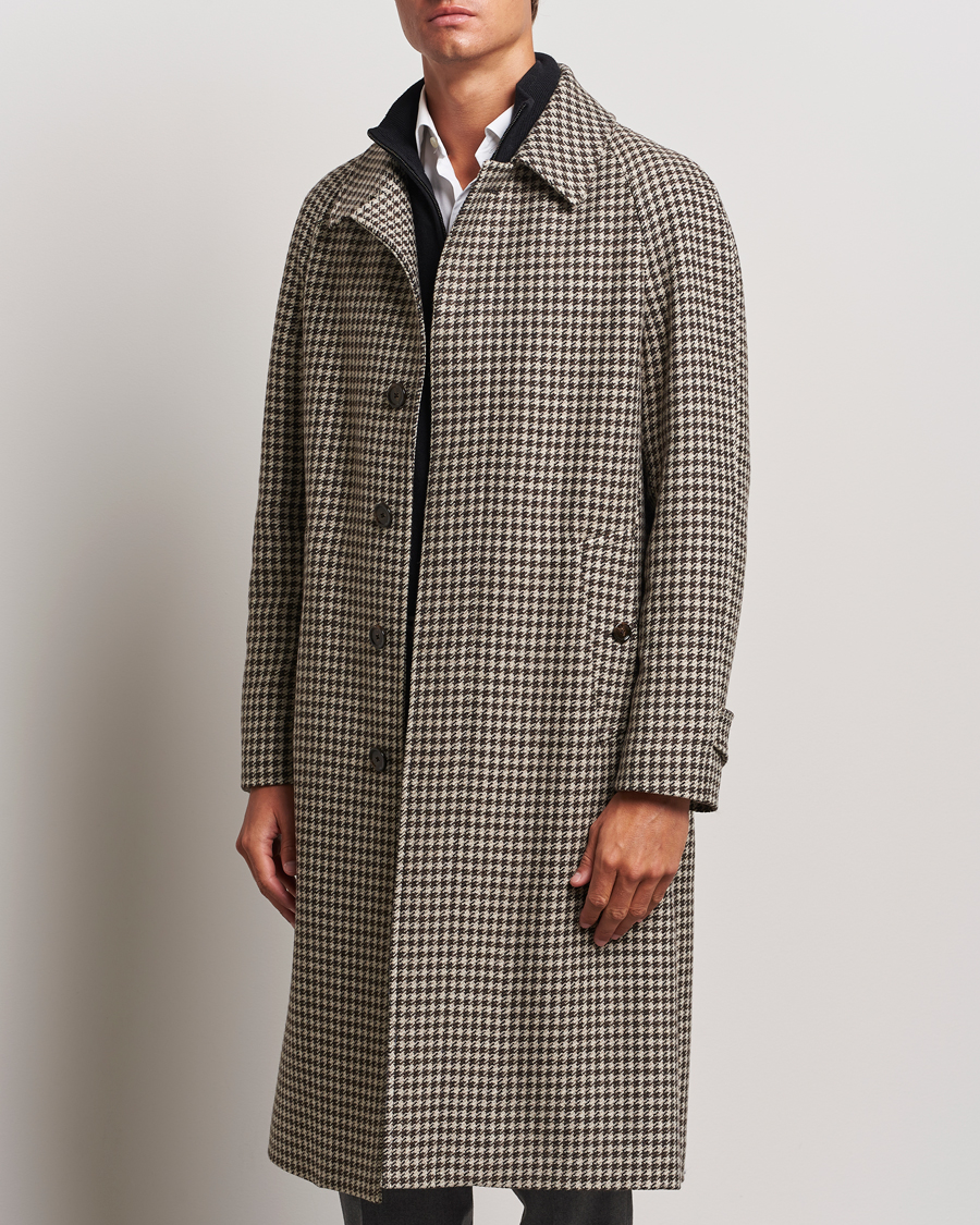 Homme | Nouveautés | Lardini | Houndstooth Wool/Cashmere Coat Brown