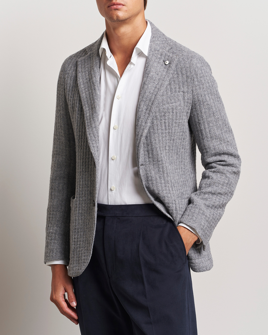 Homme | Blazers Tricotés | L.B.M. 1911 | Knitted Punto Wool Structure Blazer Grey