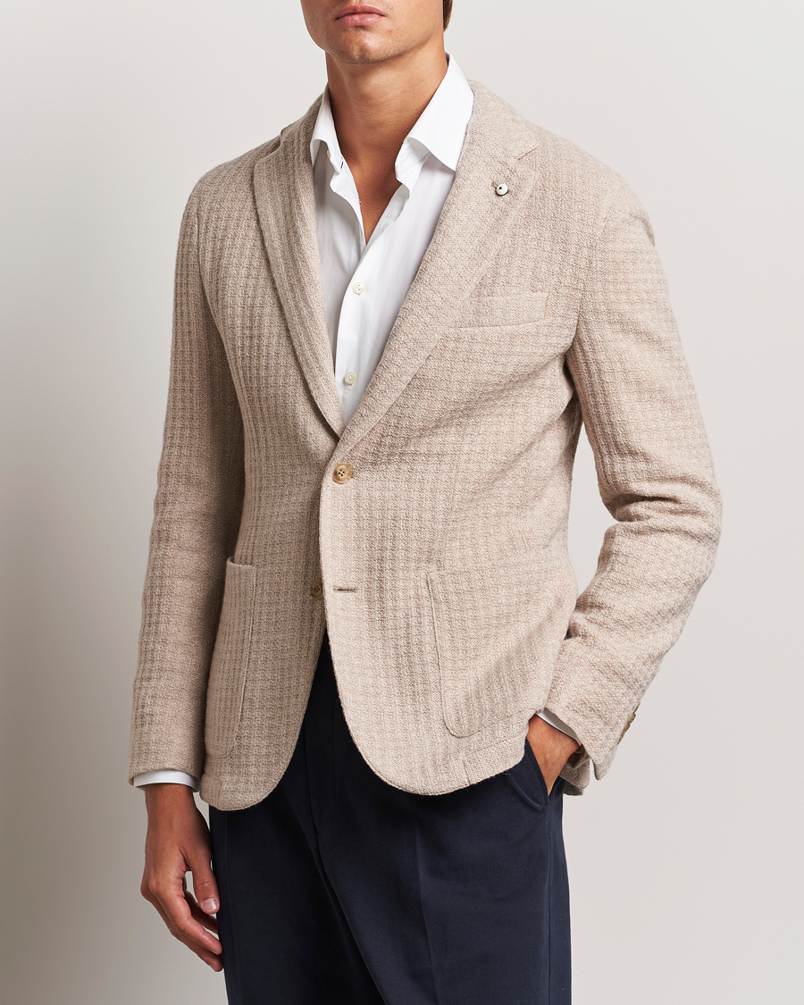 Homme | Blazers Tricotés | L.B.M. 1911 | Knitted Punto Wool Structure Blazer Camel