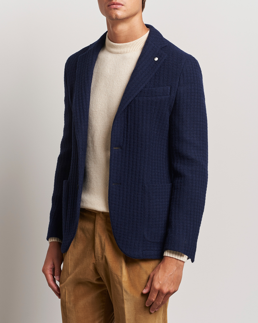 Homme |  | L.B.M. 1911 | Knitted Punto Wool Structure Blazer Navy