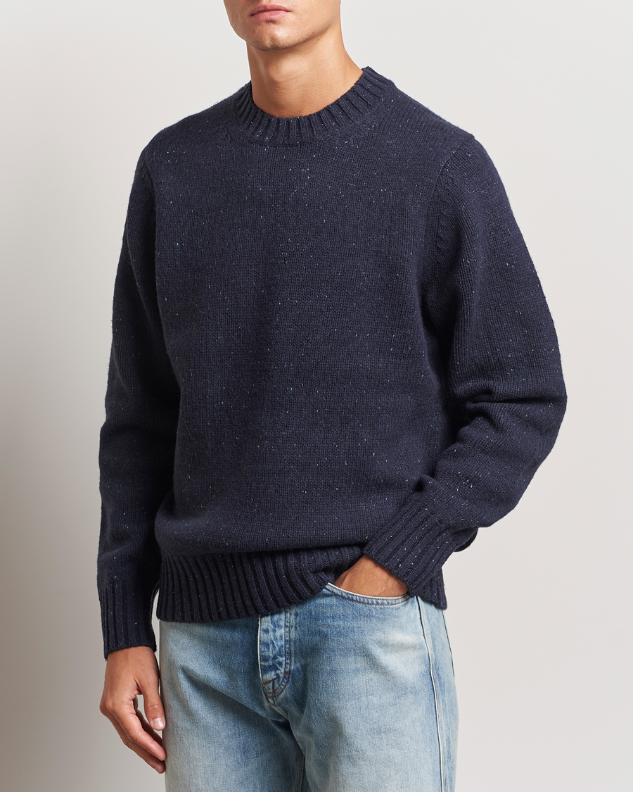 Homme |  | LES DEUX | Gary Fleck Wool Roundneck Dark Navy