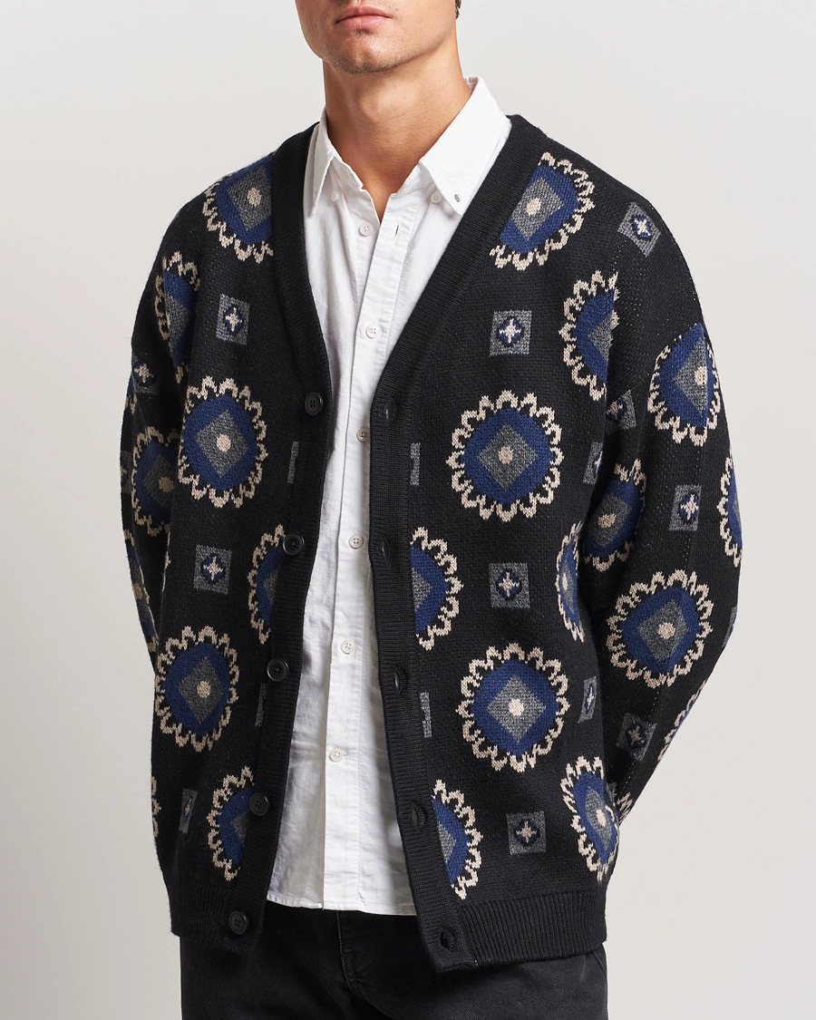 Homme |  | LES DEUX | Aro Paisley Cardigan Black/Blueprint