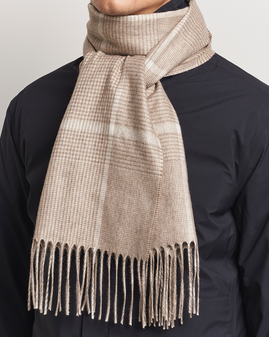 Homme |  | Piacenza Cashmere | Cashmere/Silk Overcheck Scarf Beige