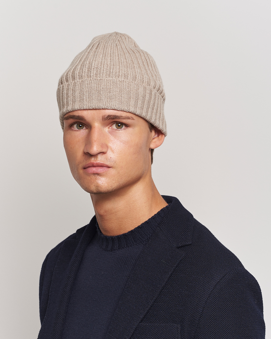 Homme |  | Piacenza Cashmere | Ribbed Cashmere Beanie Light Beige